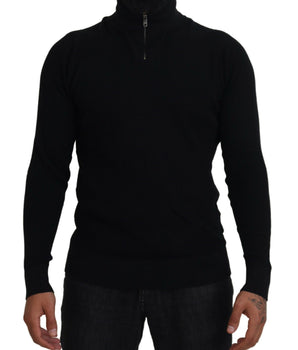 Dolce & Gabbana Black Silk Turtle Neck Pullover Sweater