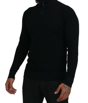 Dolce & Gabbana Black Silk Turtle Neck Pullover Sweater