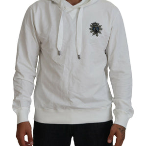 Dolce &amp; Gabbana Elegant White Logo Hooded Sweatshirt