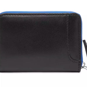 Marcelo Burlon Sleek Black Leather Card Holder with Blue Accents