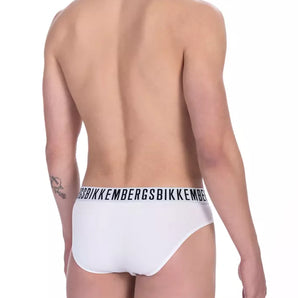 Bikkembergs Chic White Cotton Blend Briefs Bi-Pack