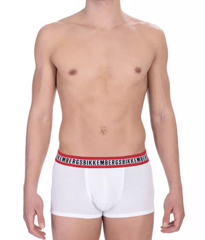 Bikkembergs White Cotton Men's Underwear Trunk Twin Pack