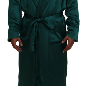 Dolce & Gabbana Elegant Silk Robe in Lush Green