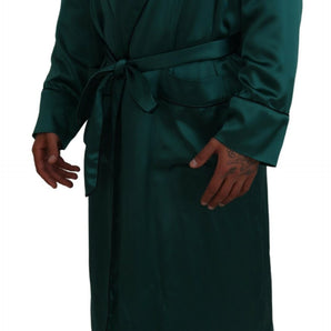 Dolce &amp; Gabbana Elegant Silk Robe in Lush Green