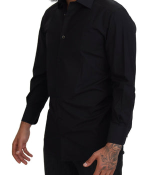 Dolce & Gabbana Black GOLD Cotton Collared Long Sleeve Shirt