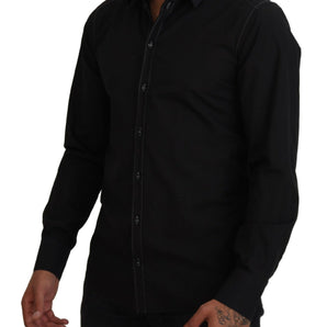 Dolce &amp; Gabbana Elegante camisa formal de algodón negra