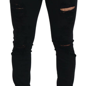 Dolce &amp; Gabbana Svelte Denim negro de corte slim y andrajoso