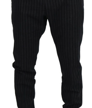 Dolce & Gabbana Dark Gray Stripes Chino Dress Pants