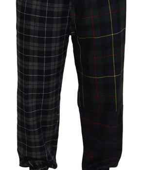 Dolce & Gabbana Multicolor Checkered Wool Men Jogger Pants