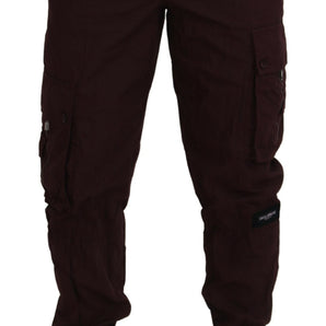 Dolce &amp; Gabbana Elegant Burgundy Cotton Jogger Pants