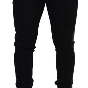 Dolce &amp; Gabbana Elegantes pantalones jogger negros en mezcla de lana de lujo