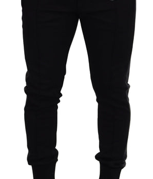 Dolce & Gabbana Black Wool Horseshoe Jogger Pants
