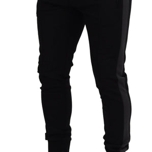 Dolce &amp; Gabbana Elegantes pantalones jogger negros en mezcla de lana de lujo