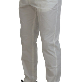 Dolce & Gabbana White Cotton Skinny Chino Pants