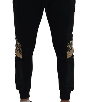 Dolce & Gabbana Black Polyester Skinny Jogger Men Pants