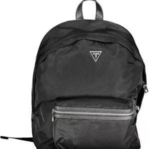 Guess Jeans Sleek Black Nylon Backpack with Laptop Compartment