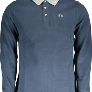 La Martina Blue Cotton Men Polo Shirt