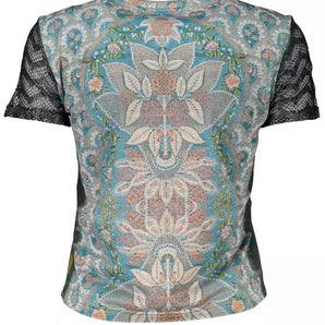 Camiseta Desigual Ethereal Celeste Estampada Con Contrastes