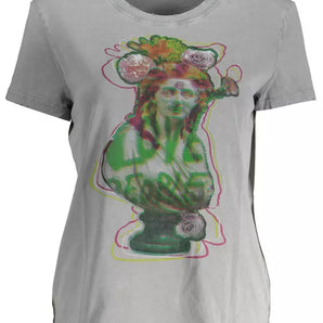 Camiseta Desigual Chic de algodón estampada gris con logo