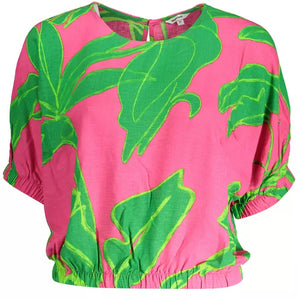 Blusa Desigual Chic de viscosa rosa con detalles en contraste