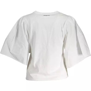 Camiseta Desigual Chic blanca con logo bordado y mangas anchas