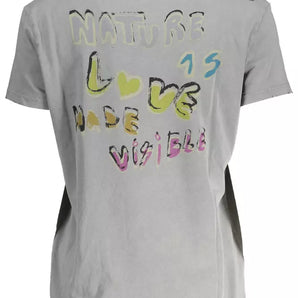 Camiseta Desigual Chic de algodón estampada gris con logo