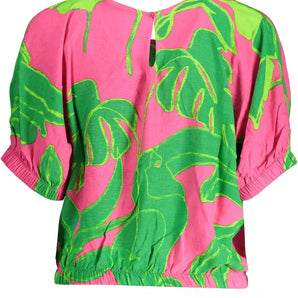 Blusa Desigual Chic de viscosa rosa con detalles en contraste