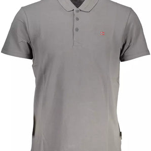 Napapijri Gray Cotton Men Polo Shirt