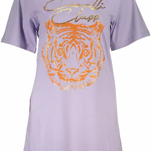 Cavalli Class Elegante camiseta morada de manga corta