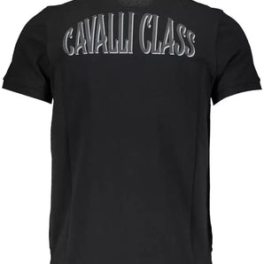 Cavalli Class Black Cotton Men Polo Shirt