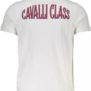 Cavalli Class White Cotton Men Polo Shirt