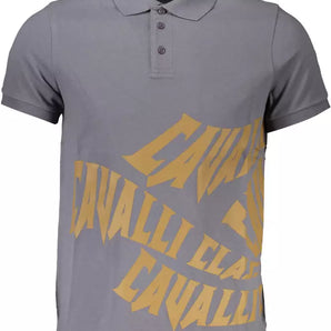 Cavalli Class Gray Cotton Men Polo Shirt