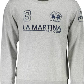 La Martina Gray Cotton Men Sweater