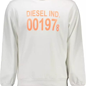 Diesel Crisp White Printed Cotton Sweatshirt