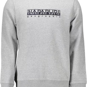 Napapijri Sudadera elegante de algodón orgánico bordada en gris