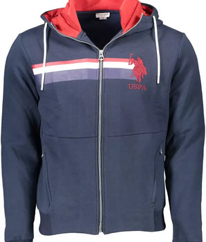 U.S. POLO ASSN. Chic Blue Hooded Zip Sweatshirt - Embroidered Detail