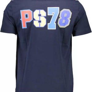 Plein Sport Sleek Blue Crew Neck Tee with Contrasting Prints