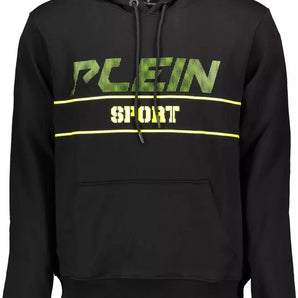 Plein Sport Sleek Black Hooded Sweatshirt with Bold Accents