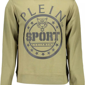 Plein Sport Green Cotton Blend Logo Sweatshirt