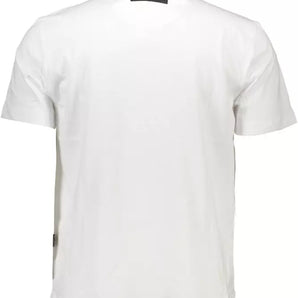 Plein Sport Sleek White Cotton Crew Neck Tee with Contrasting Details