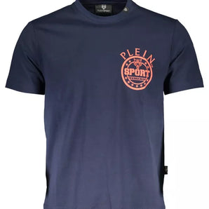 Plein Sport elegante camiseta de algodón azul con estampado icónico