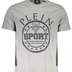 Plein Sport Athletic Gray Cotton Crew Neck Tee