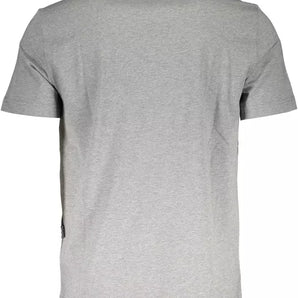 Camiseta elegante de algodón gris con cuello redondo y estampado de logo de Plein Sport