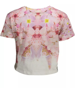 Desigual Chic Pink Embroidered Cotton Tee