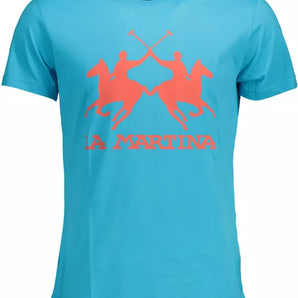 La Martina Blue Cotton Men T-Shirt