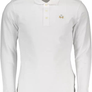 La Martina White Cotton Men Polo Shirt