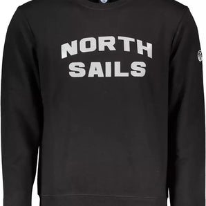 North Sails Sleek sudadera negra con cuello redondo en mezcla de algodón