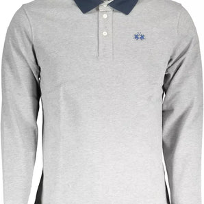 La Martina Gray Cotton Men Polo Shirt