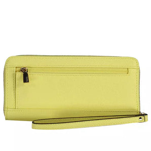 Cartera compacta Guess Jeans Chic de polietileno amarillo