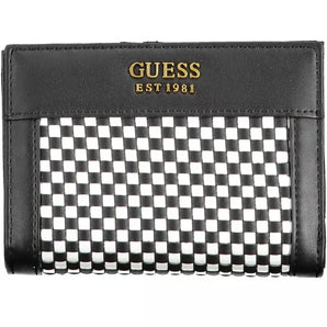 Cartera Guess Jeans Sleek de polietileno negro con detalles en contraste